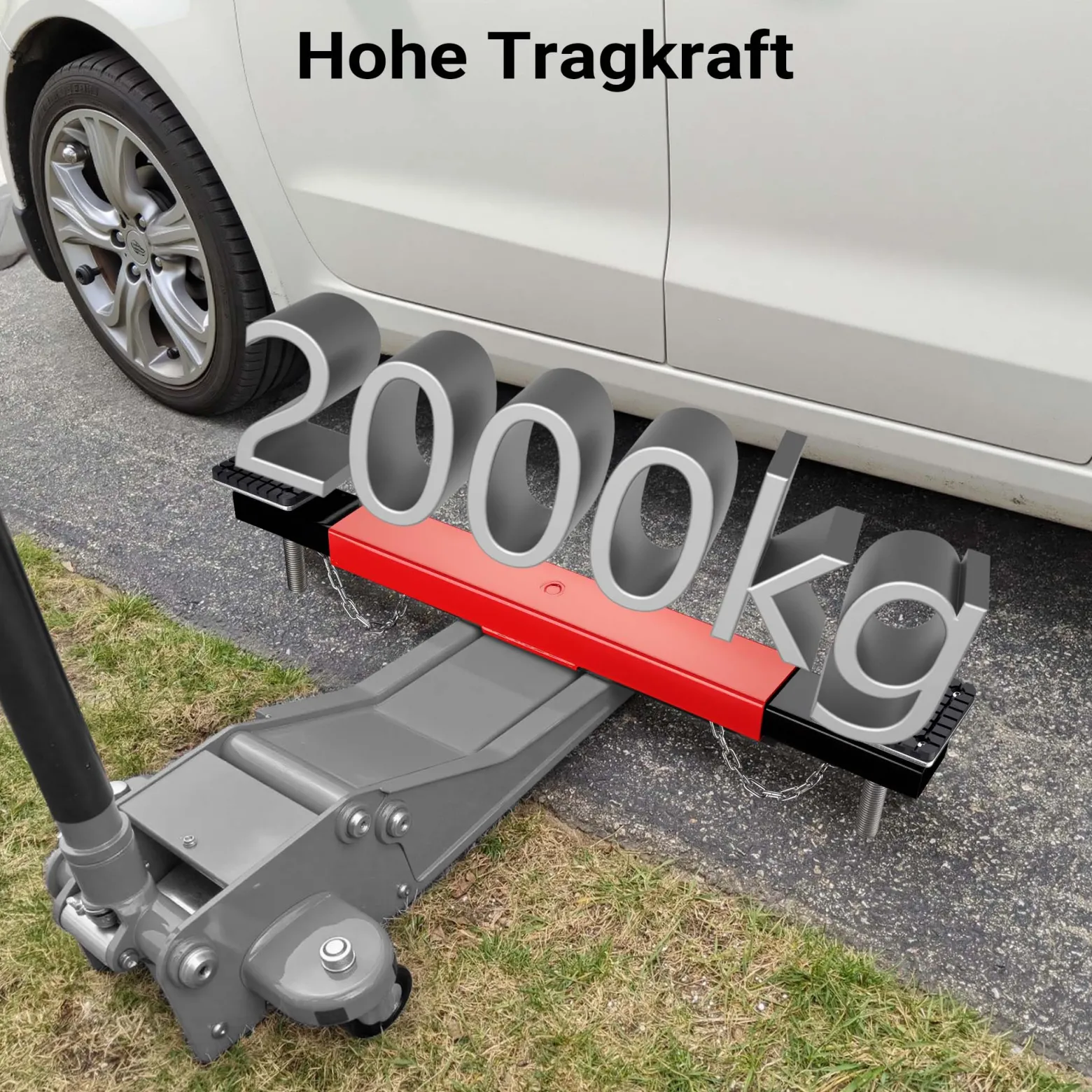 Wiltec Achstraverse Wagenheberbrücke 2000kg Querträger für Wagenheber Traverse mit Gummiauflagen