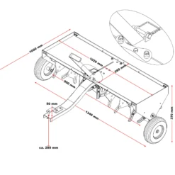 Wiltec Aerifizierer 90 cm für Aufsitzmäher, Rasenlüfter mit 7,6 cm Arbeitstiefe, Rasenbelüfter aus Stahl mit Kupplung für Rasentraktor