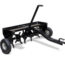 Wiltec Aerifizierer 90 cm für Aufsitzmäher, Rasenlüfter mit 7,6 cm Arbeitstiefe, Rasenbelüfter aus Stahl mit Kupplung für Rasentraktor