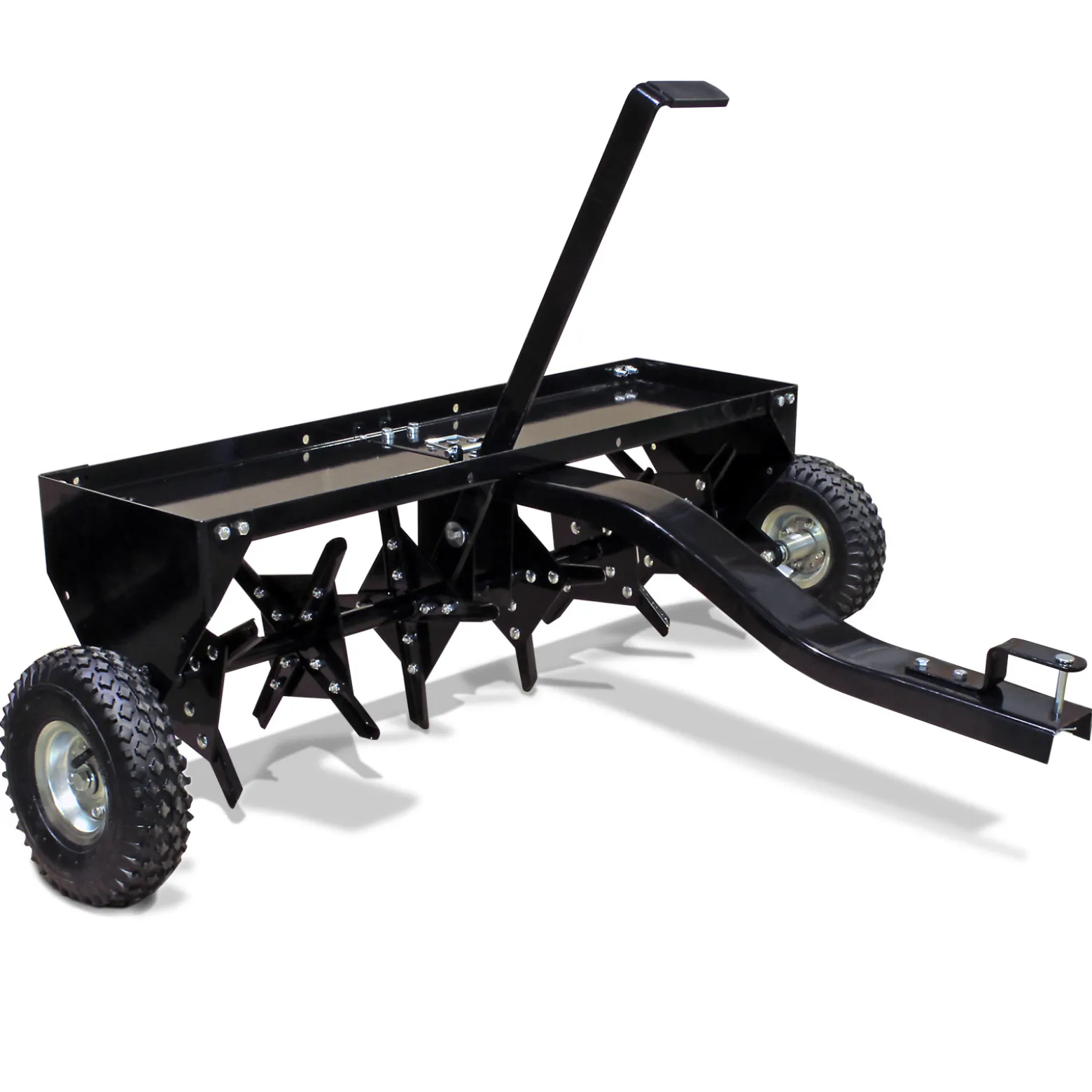 Wiltec Aerifizierer 90 cm für Aufsitzmäher, Rasenlüfter mit 7,6 cm Arbeitstiefe, Rasenbelüfter aus Stahl mit Kupplung für Rasentraktor