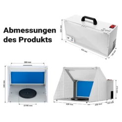 Wiltec Airbrush Absauganlage 4 m³/min, nur 47 dB, zur Absaugung von Farbe Farbnebel Sprühnebel, Filter erweiterbar, mit LED Beleuchtung, Lackierkabine für Airbrush-Arbeiten
