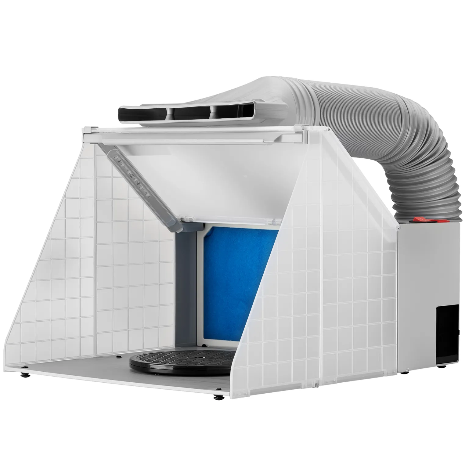Wiltec Airbrush Absauganlage 4 m³/min, nur 47 dB, zur Absaugung von Farbe Farbnebel Sprühnebel, Filter erweiterbar, mit LED Beleuchtung, Lackierkabine für Airbrush-Arbeiten