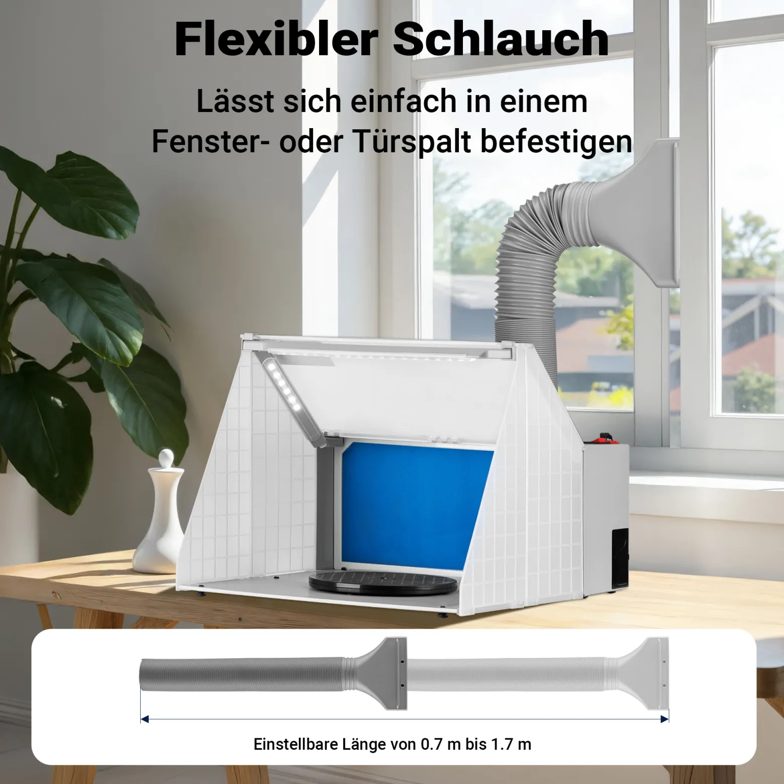 Wiltec Airbrush Absauganlage 4 m³/min, nur 47 dB, zur Absaugung von Farbe Farbnebel Sprühnebel, Filter erweiterbar, mit LED Beleuchtung, Lackierkabine für Airbrush-Arbeiten