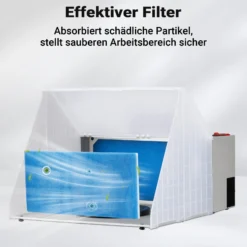 Wiltec Airbrush Absauganlage 4 m³/min, nur 47 dB, zur Absaugung von Farbe Farbnebel Sprühnebel, Filter erweiterbar,hochwertige Lackierkabine für Airbrush-Arbeiten