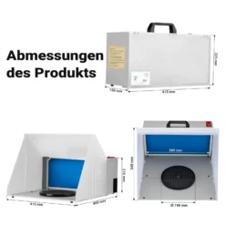 Wiltec Airbrush Absauganlage 4 m³/min, nur 47 dB, zur Absaugung von Farbe Farbnebel Sprühnebel, Filter erweiterbar,hochwertige Lackierkabine für Airbrush-Arbeiten