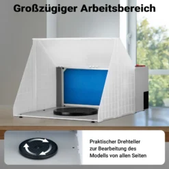 Wiltec Airbrush Absauganlage 4 m³/min, nur 47 dB, zur Absaugung von Farbe Farbnebel Sprühnebel, Filter erweiterbar,hochwertige Lackierkabine für Airbrush-Arbeiten