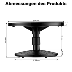 Wiltec Airbrush Drehscheibe 19 x 19 x 12,7 cm, Drehteller für Airbrush Design höhenverstellbar, Lackierständer für Modellbau, ideal als Airbrush Zubehör & Lackierbedarf