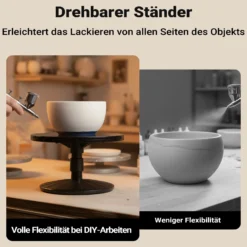 Wiltec Airbrush Drehscheibe 19 x 19 x 12,7 cm, Drehteller für Airbrush Design höhenverstellbar, Lackierständer für Modellbau, ideal als Airbrush Zubehör & Lackierbedarf