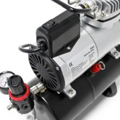 Wiltec Airbrush Kompressor AF186 mit Lufttank, 1 Zylinder Kolben, max. 4 bar Druck und Start-Stop Automatik, für Modellbau, Tattoos, Nailart