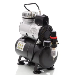 Wiltec Airbrush Kompressor AF186 mit Lufttank, 1 Zylinder Kolben, max. 4 bar Druck und Start-Stop Automatik, für Modellbau, Tattoos, Nailart