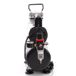 Wiltec Airbrush Kompressor AF186 mit Lufttank, 1 Zylinder Kolben, max. 4 bar Druck und Start-Stop Automatik, für Modellbau, Tattoos, Nailart