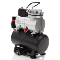 Wiltec Airbrush Kompressor AF186 mit Lufttank, 1 Zylinder Kolben, max. 4 bar Druck und Start-Stop Automatik, für Modellbau, Tattoos, Nailart