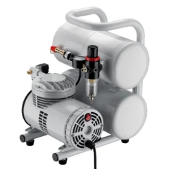 Wiltec Airbrush Kompressor AS06T 1/4 PS mit Zubehör, Kompressor für Airbrush-Pistole hohe Luftzufuhr 65-69 l/min, leistungsstarker Druckluftkompressor 3,2 bar, Luftkompressor für Airbrush-Design