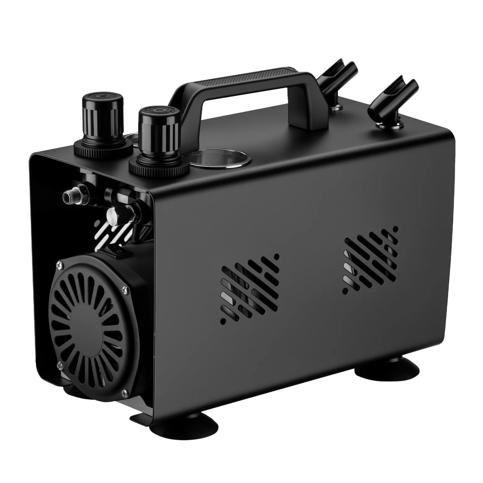 Wiltec Airbrush Kompressor AS18TA 1/6 PS, Druckluftkompressor mit 20-23 l/min Luftzufuhr, Kompressor für Airbrush-Pistole mit 2 Aushängen, Luftkompressor mit Druckmesser für Airbrush-Design