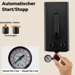 Wiltec Airbrush Kompressor AS18TB 1/6 PS, Druckluftkompressor mit 20-23 l/min Luftzufuhr, Kompressor für Airbrush-Pistole mit 1-Liter-Tank, Luftkompressor für Airbrush-Design