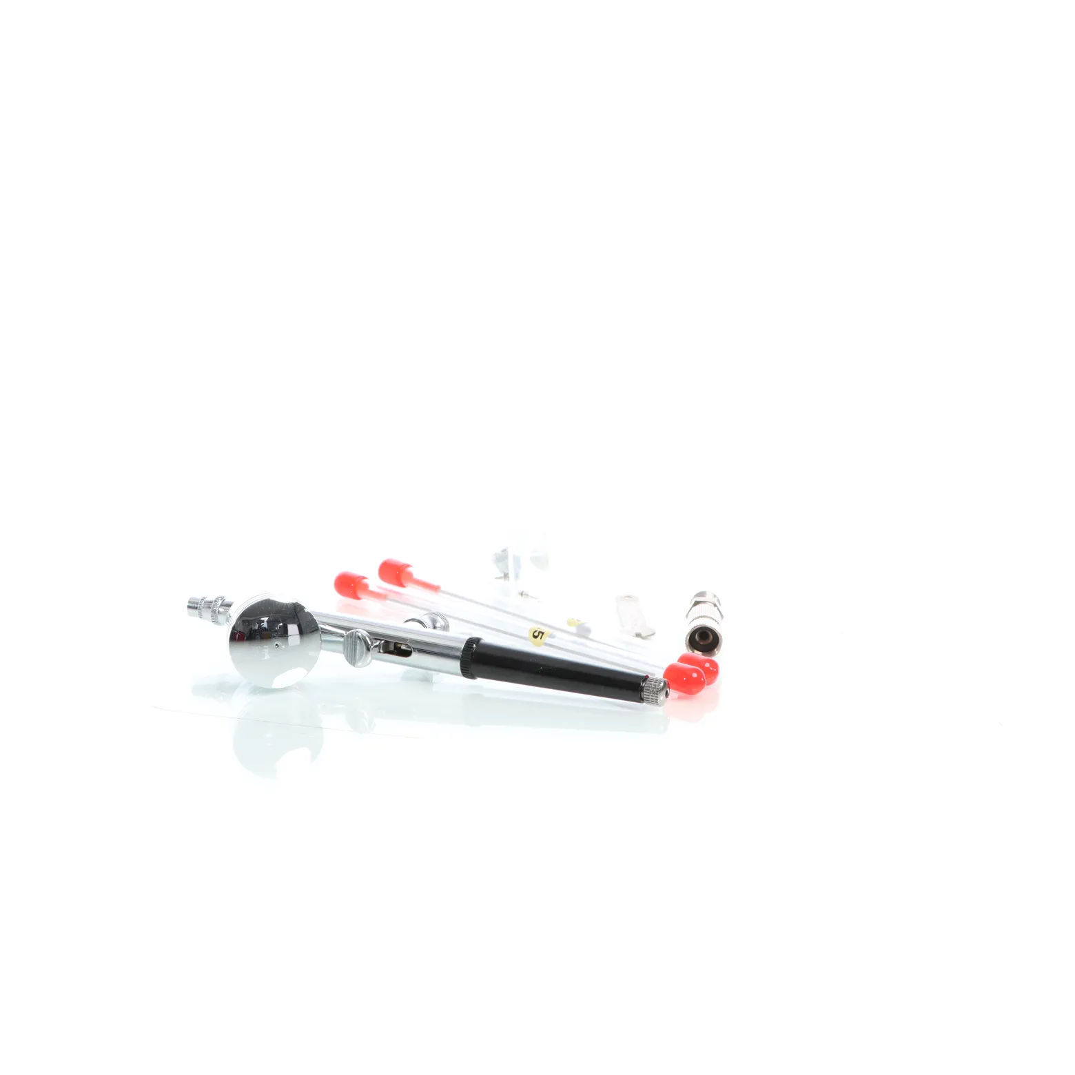 Wiltec Airbrush Pistole Set Typ 130T mit Double Action Funktion, Nadel und Düse Ø 0,2-0,5 mm, 1 Farbbecher, Adapter für Modellbau, Nailart usw.