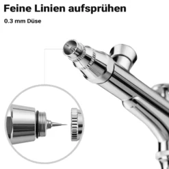 Wiltec Airbrush Pistole Typ HS-30-1, Air Brush mit 0,3 mm Düse und Flüssigkeitsbecher 7 ml, präzise Airbrushpistole für Nägel, Tattoo, Modellbau