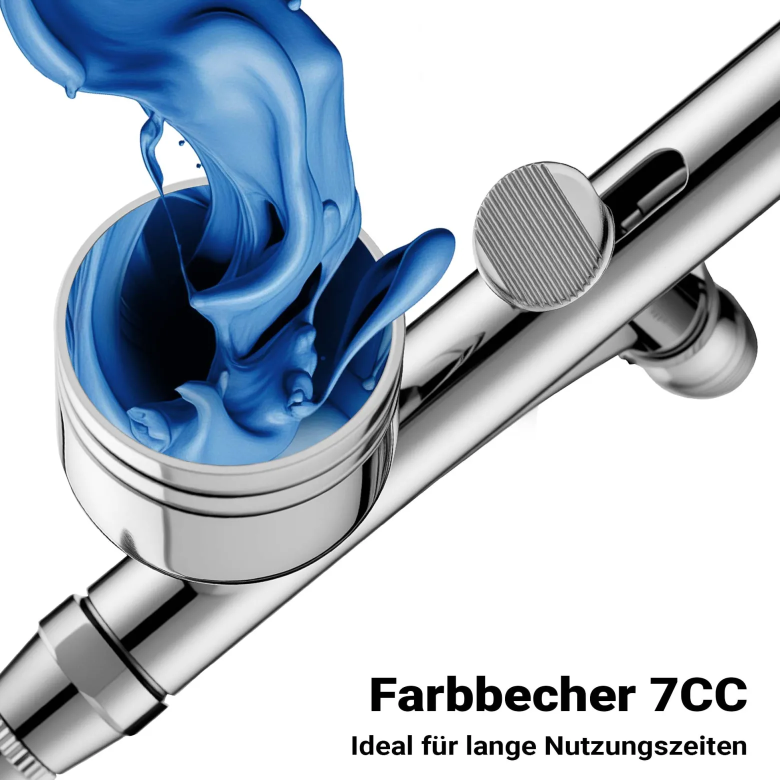 Wiltec Airbrush Pistole Typ HS-30-1, Air Brush mit 0,3 mm Düse und Flüssigkeitsbecher 7 ml, präzise Airbrushpistole für Nägel, Tattoo, Modellbau