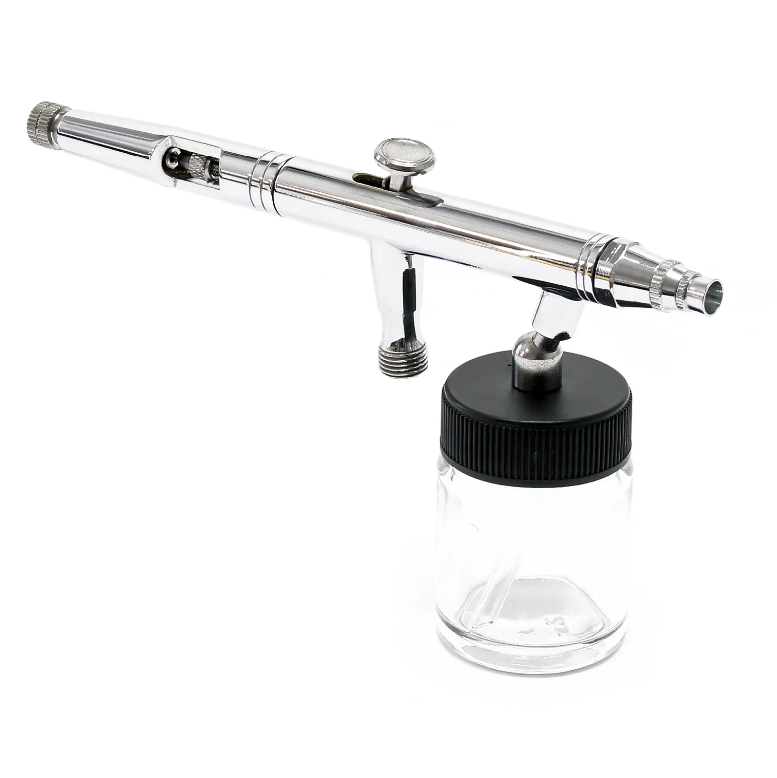 Wiltec Airbrush Pistole Typ 182K mit Double Action Funktion, Düse Ø 0,2-0,5 mm, 1 Farbbecher, Adapter für Modellbau, Nailart usw.