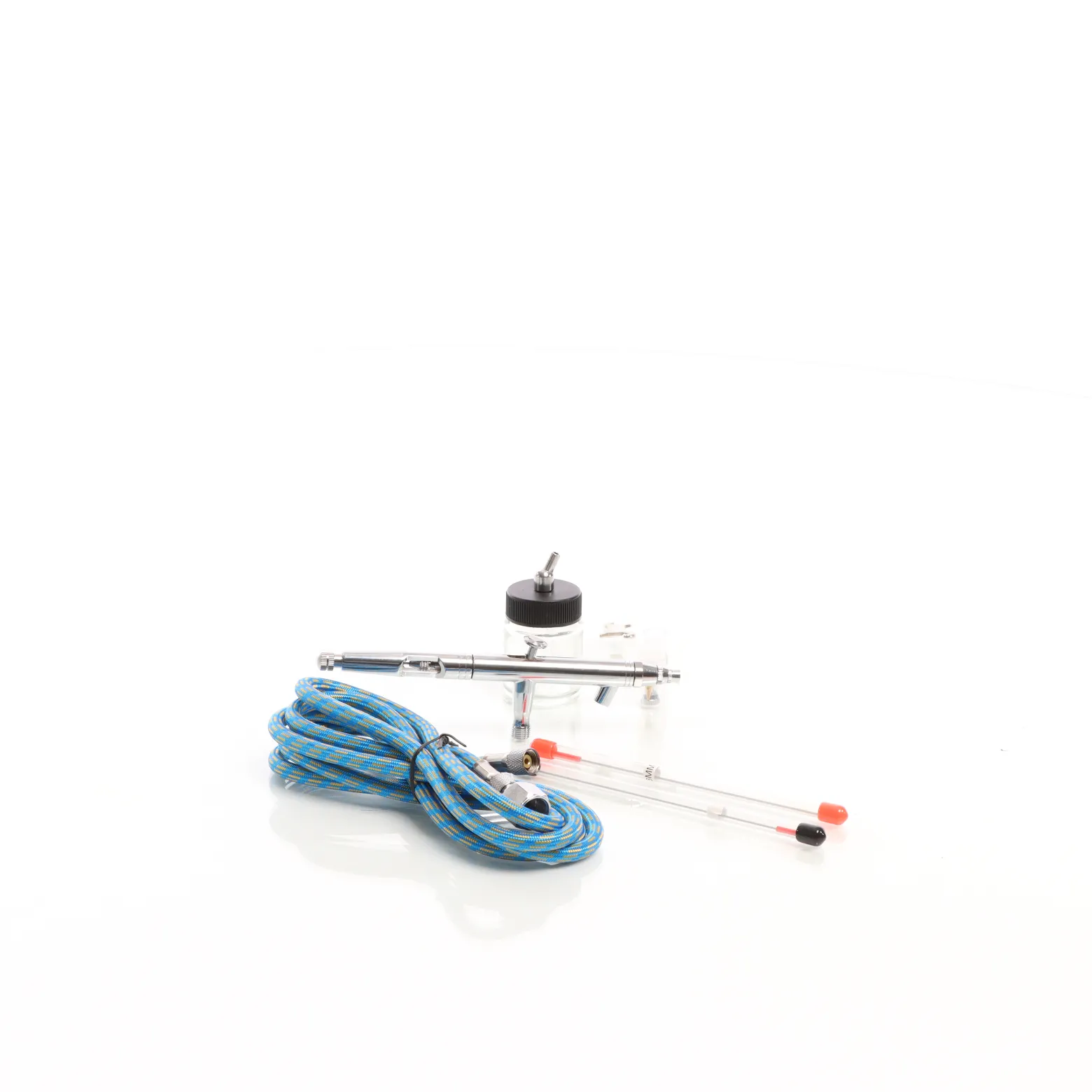 Wiltec Airbrush Pistole Typ 182K mit Double Action Funktion, Düse Ø 0,2-0,5 mm, 1 Farbbecher, Adapter für Modellbau, Nailart usw.