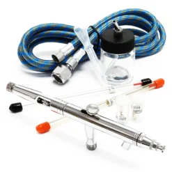 Wiltec Airbrush Pistole Typ 182K mit Double Action Funktion, Düse Ø 0,2-0,5 mm, 1 Farbbecher, Adapter für Modellbau, Nailart usw.