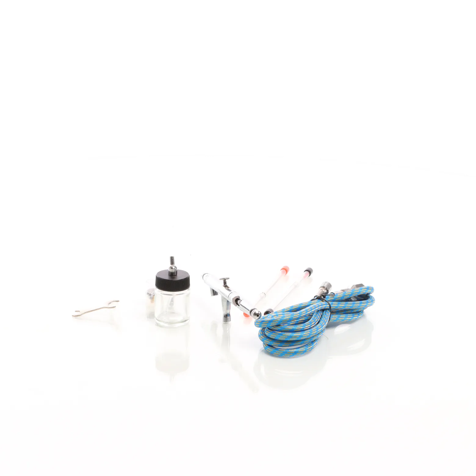 Wiltec Airbrush Pistole Typ 182K mit Double Action Funktion, Düse Ø 0,2-0,5 mm, 1 Farbbecher, Adapter für Modellbau, Nailart usw.