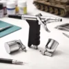 Wiltec Airbrush Pistole Typ 116 LN-116K mit Double Action Funktion, Nadel und Düse Ø 0,3 mm, 2 Farbbecher, Adapter für Modellbau, Nailart usw.