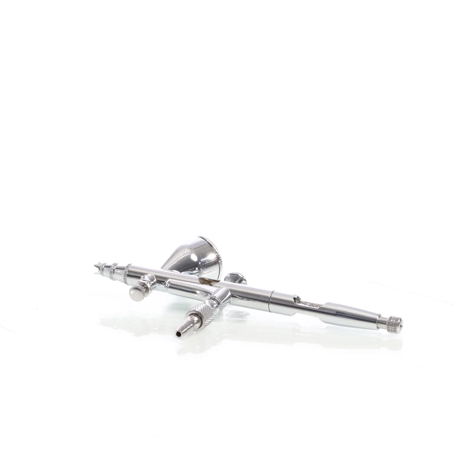 Wiltec Airbrush Pistole Typ 180 mit Double Action Funktion, Düse Ø 0,3 mm, 1 Farbbecher, Adapter für Modellbau, Nailart usw.