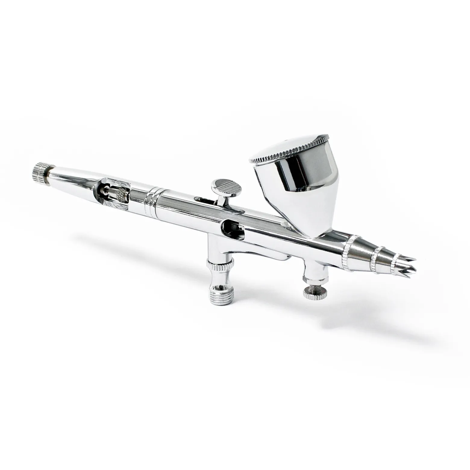 Wiltec Airbrush Pistole Typ 180 mit Double Action Funktion, Düse Ø 0,3 mm, 1 Farbbecher, Adapter für Modellbau, Nailart usw.