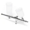 Wiltec Airbrush Pistole Typ 131 mit Double Action Funktion, Düse Ø 0,3 mm, 2 Farbbecher, Adapter für Modellbau, Nailart usw.