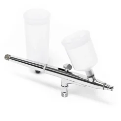 Wiltec Airbrush Pistole Typ 131 mit Double Action Funktion, Düse Ø 0,3 mm, 2 Farbbecher, Adapter für Modellbau, Nailart usw.