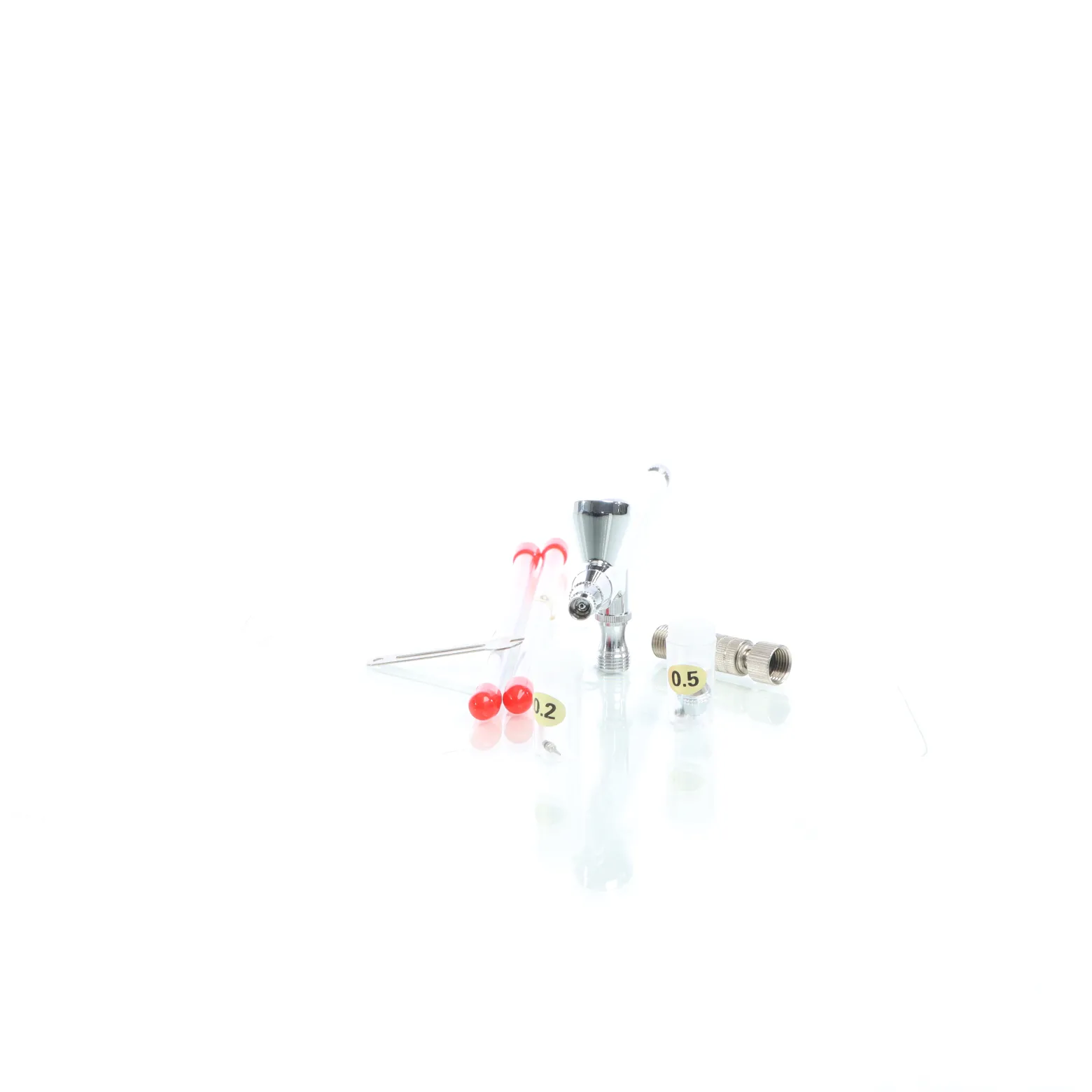 Wiltec Airbrush Pistole Typ 136T mit Double Action Funktion, Düse Ø 0,2-0,5 mm, 1 Farbbecher, Adapter für Modellbau, Nailart usw.