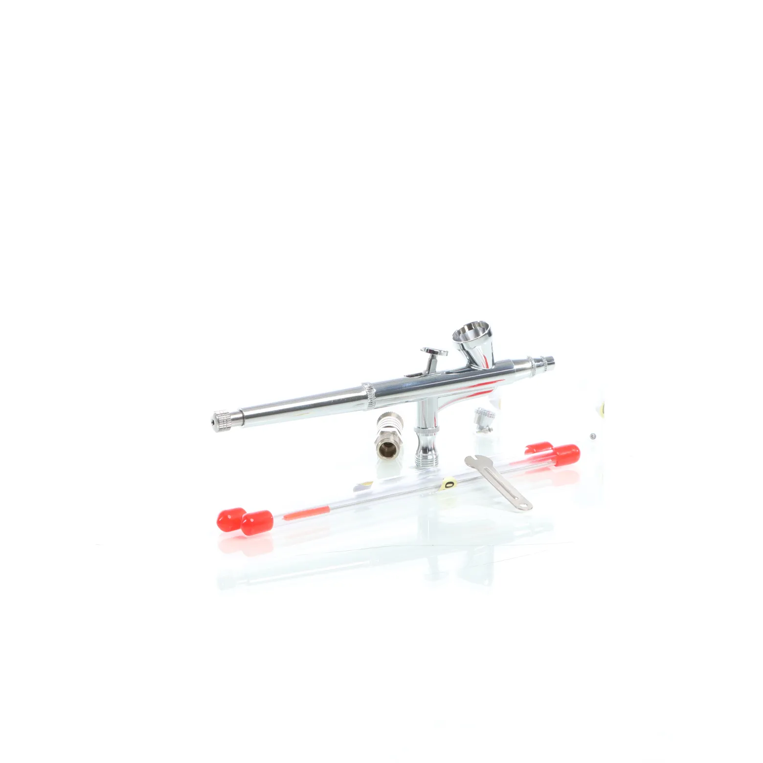 Wiltec Airbrush Pistole Typ 136T mit Double Action Funktion, Düse Ø 0,2-0,5 mm, 1 Farbbecher, Adapter für Modellbau, Nailart usw.