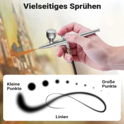 Wiltec Airbrush Pistole X501, Air Brush mit 0,3 mm Düse und Flüssigkeitsbecher 7 ml, 2 ml, präzise Airbrushpistole für Nägel, Tattoo, Modellbau