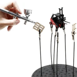 Wiltec Airbrush Werkstückhalter mit 6-fach Halterung für Modellbau, flexibler Lackierständer, Halterung für Airbrushen, für Absauganlage
