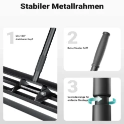 Wiltec Aluminium Rasenrakel 91,4 x 25,4 cm mit 2 m Stiel, Rasen Rakel Unebenheiten im Rasen ausgleichen, Leveler Gartengerät zum Rasen sanden