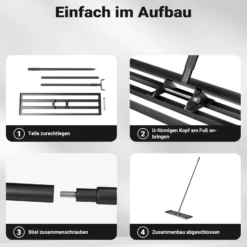 Wiltec Aluminium Rasenrakel 91,4 x 25,4 cm mit 2 m Stiel, Rasen Rakel Unebenheiten im Rasen ausgleichen, Leveler Gartengerät zum Rasen sanden