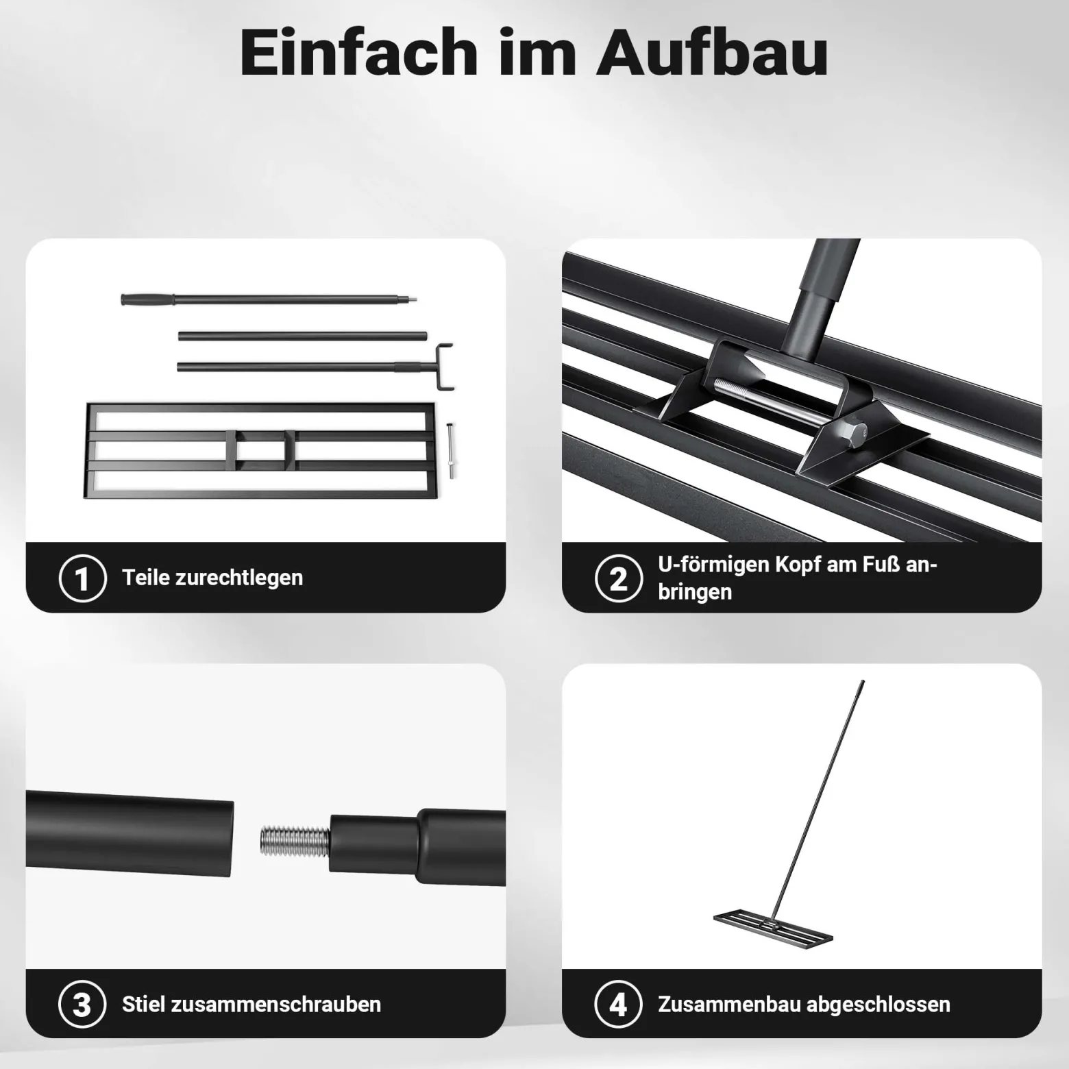 Wiltec Aluminium Rasenrakel 91,4 x 25,4 cm mit 2 m Stiel, Rasen Rakel Unebenheiten im Rasen ausgleichen, Leveler Gartengerät zum Rasen sanden