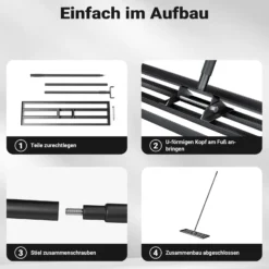 Wiltec Aluminium Rasenrakel 121,9 x 25,4 cm mit 2 m Stiel, Rasen Rakel Unebenheiten im Rasen ausgleichen, Leveler Gartengerät zum Rasen sanden