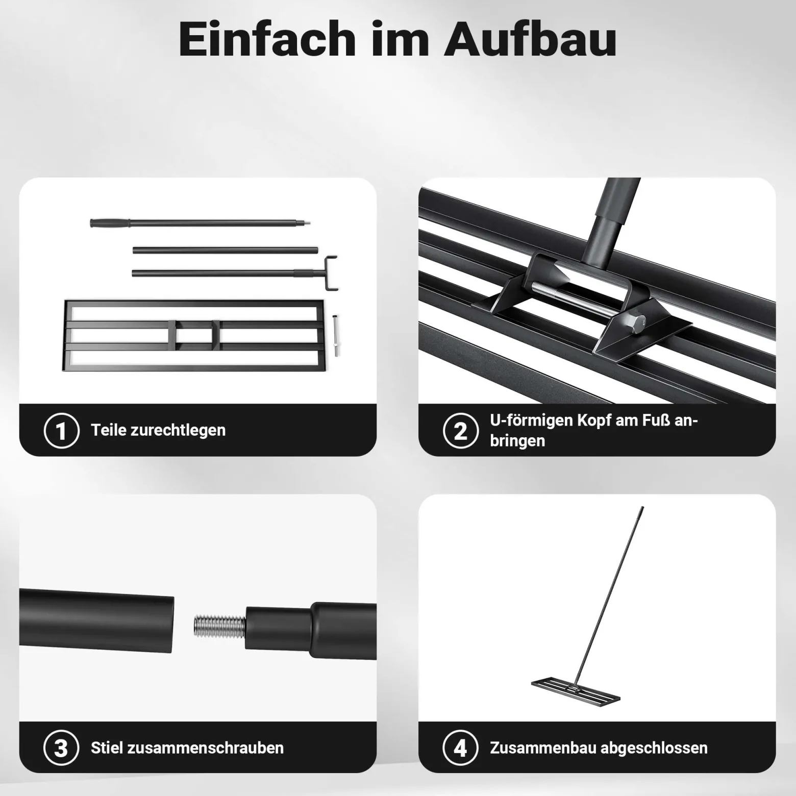 Wiltec Aluminium Rasenrakel 121,9 x 25,4 cm mit 2 m Stiel, Rasen Rakel Unebenheiten im Rasen ausgleichen, Leveler Gartengerät zum Rasen sanden