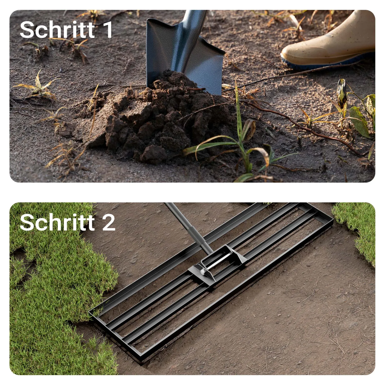 Wiltec Aluminium Rasenrakel 121,9 x 25,4 cm mit 2 m Stiel, Rasen Rakel Unebenheiten im Rasen ausgleichen, Leveler Gartengerät zum Rasen sanden