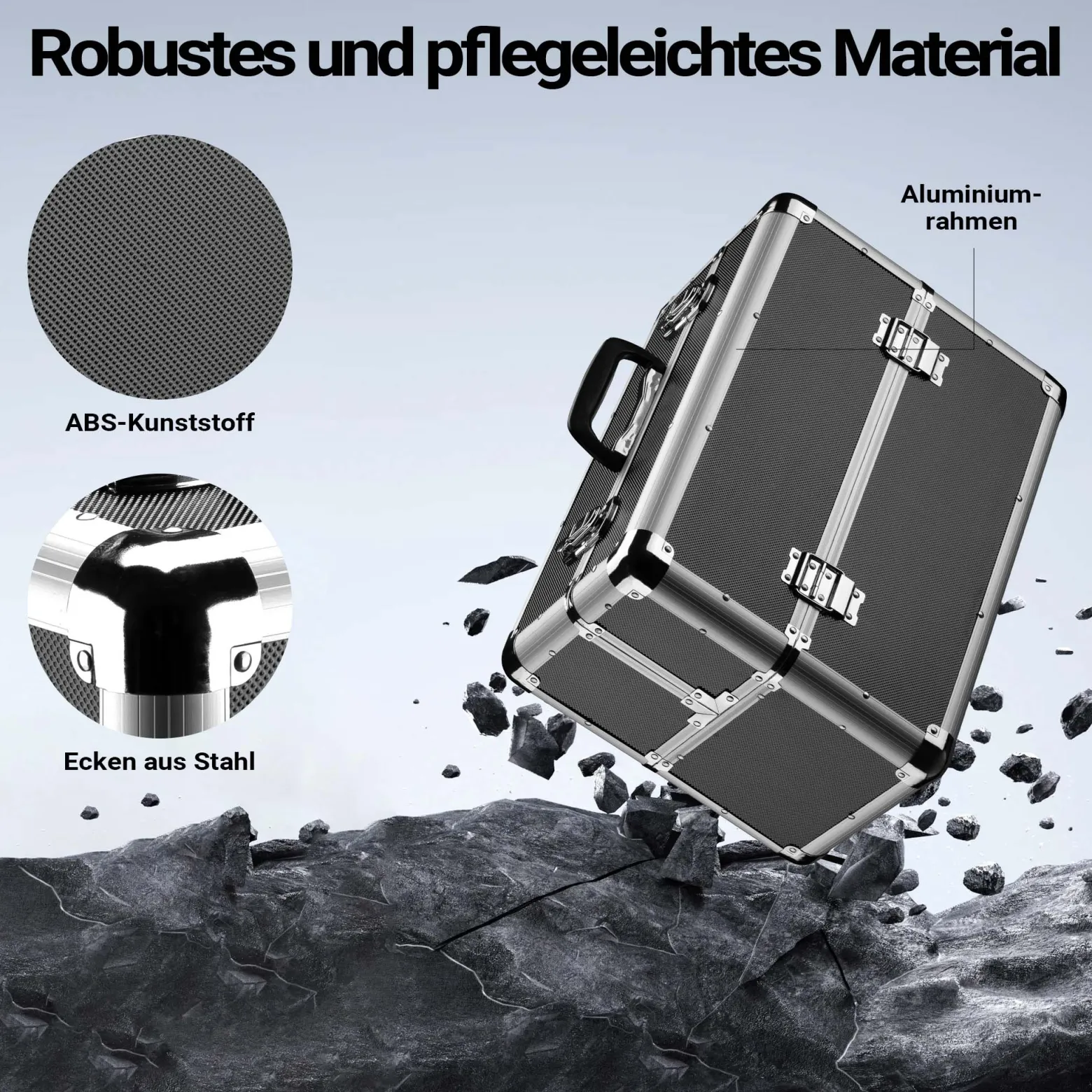 Wiltec Alu Transportkoffer, Aufbewahrungskoffer mit 2 Schlüsseln, Universalkoffer für Werkzeug, Hobby, Arbeit, Mehrzweckkoffer mit Innenaufteilung
