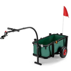 Wiltec Angelwagen mit Tasche, Angel Trolley bis 50 kg, Transportkarre mit 60 l Volumen, Bollerwagen mit Luftreifen, Transportwagen aus Stahl, auch als Lastenanhänger fürs Fahrrad