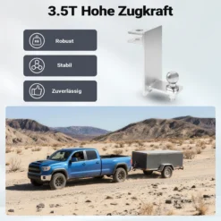 Wiltec Anhängerkupplung + Kupplungskugel 50 mm, Kombikupplung 260 x 140 mm und Kugelkopf bis 3,5 t für Rangierbetrieb
