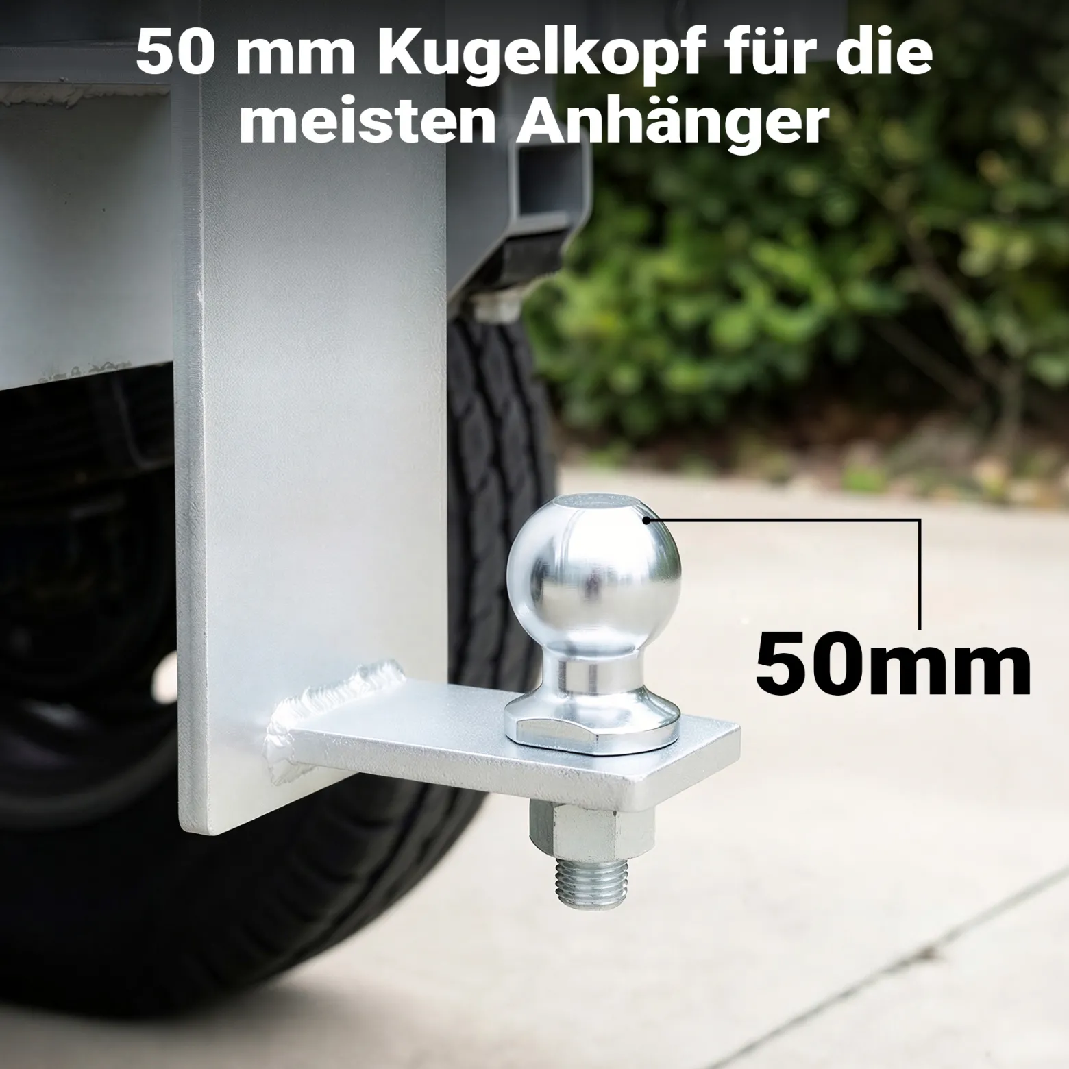 Wiltec Anhängerkupplung + Kupplungskugel 50 mm, Kombikupplung 260 x 140 mm und Kugelkopf bis 3,5 t für Rangierbetrieb