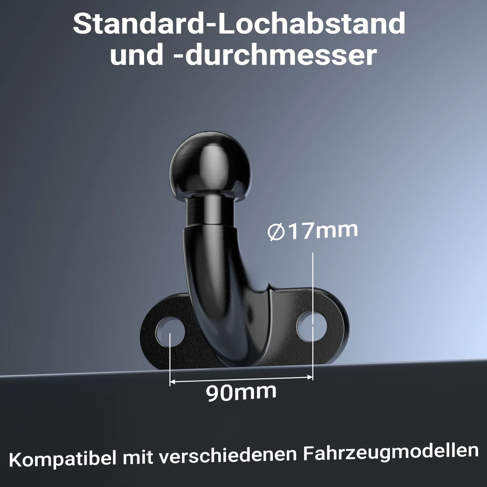 Wiltec Anhängerkupplung mit 50 mm Kugelkopf, 3,5 t Zugkraft, Anhängevorrichtung aus Gussstahl für Pkw Lkw Traktor, 2 Loch Anschraubplatte