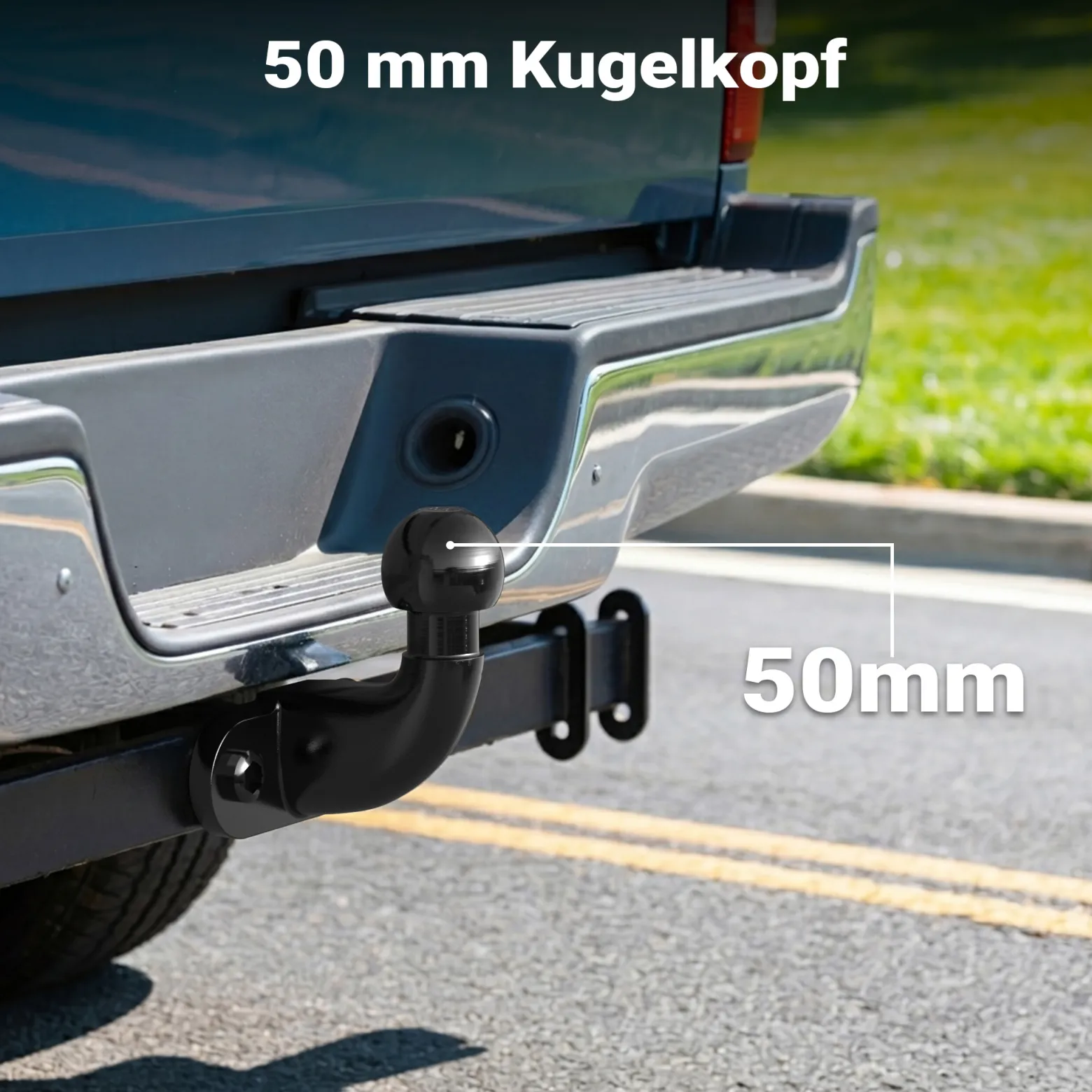 Wiltec Anhängerkupplung mit 50 mm Kugelkopf, 3,5 t Zugkraft, Anhängevorrichtung aus Gussstahl für Pkw Lkw Traktor, 2 Loch Anschraubplatte