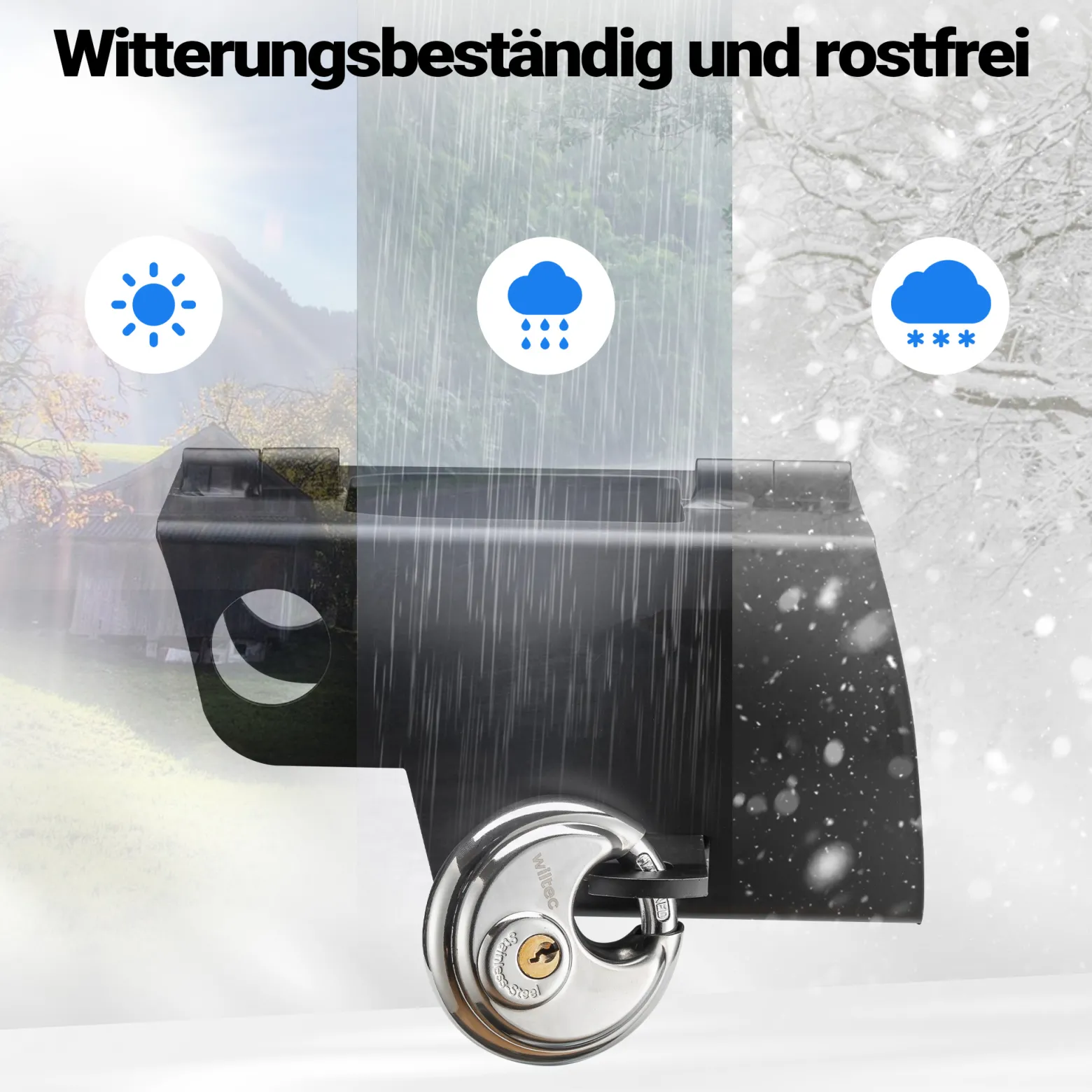 Wiltec Anhängerschloss mit Scharniersystem 70 mm Vorhängeschloss, Diebstahlsicherung aus Stahl für Anhänger