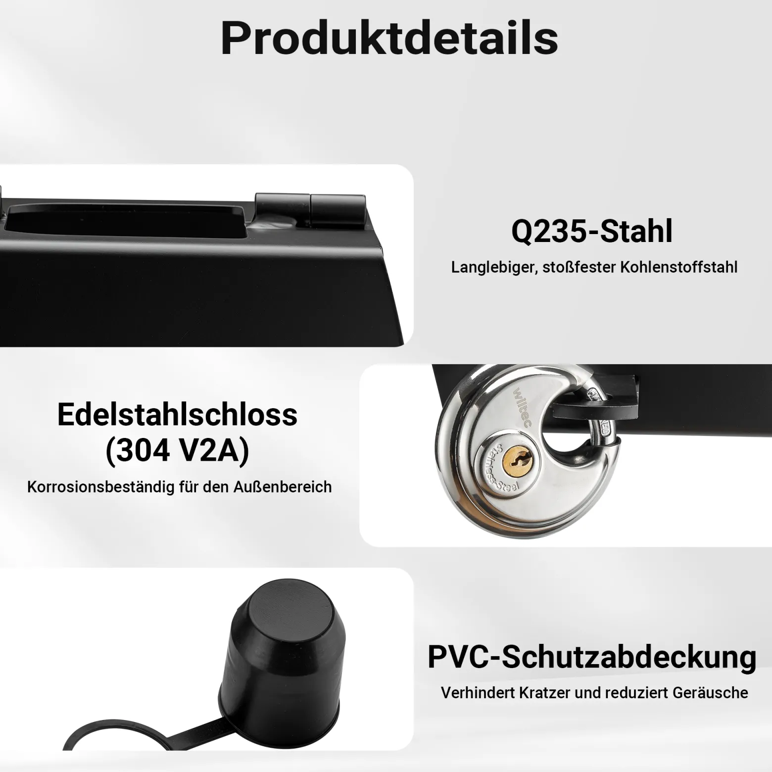 Wiltec Anhängerschloss mit Scharniersystem 70 mm Vorhängeschloss, Diebstahlsicherung aus Stahl für Anhänger