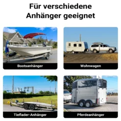 Wiltec Anhänger Set 10-teilig, Stützrad bis 362 kg Traglast mit Klemmhaltern, Stützen & Unterlegkeilen